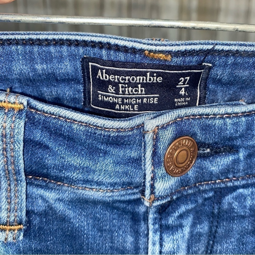 Abercrombie & Fitch Simone High Rise Ankle Jeans Side Stripe Red Blue Size 4 27 - Picture 8 of 8